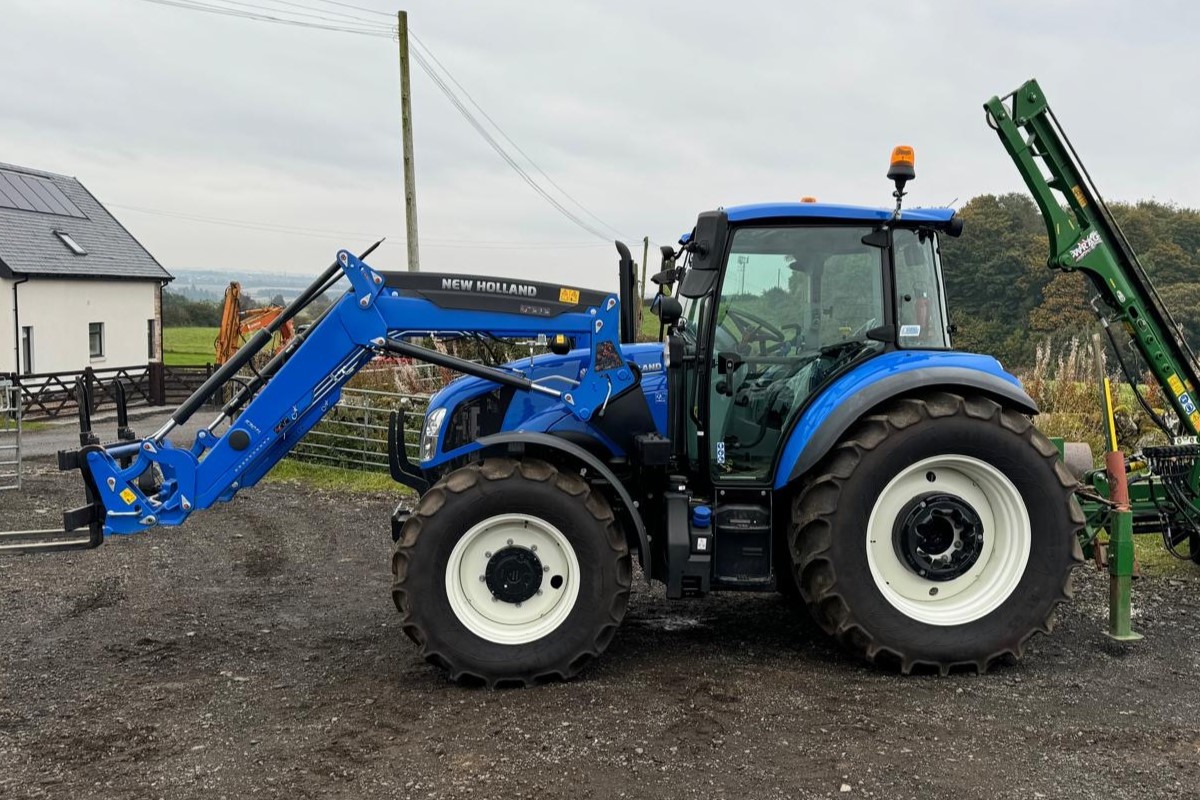A blue New Holland tractor